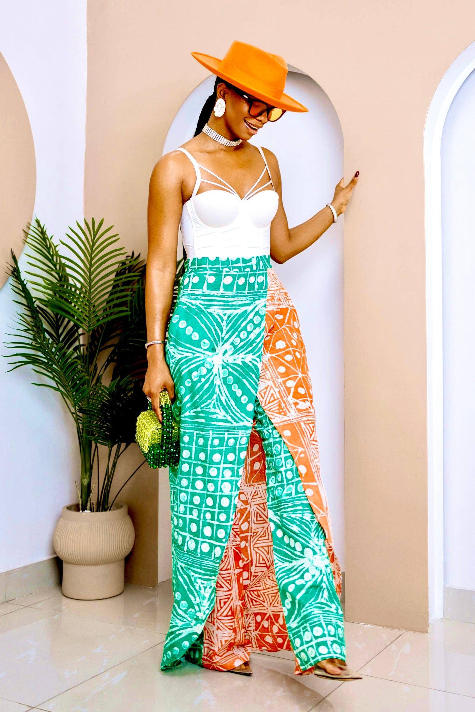 Apuruka Hand-Dyed Adire Cotton Patchwork Pant Skirt – African-Inspired Fashion- 3 Day Shipping