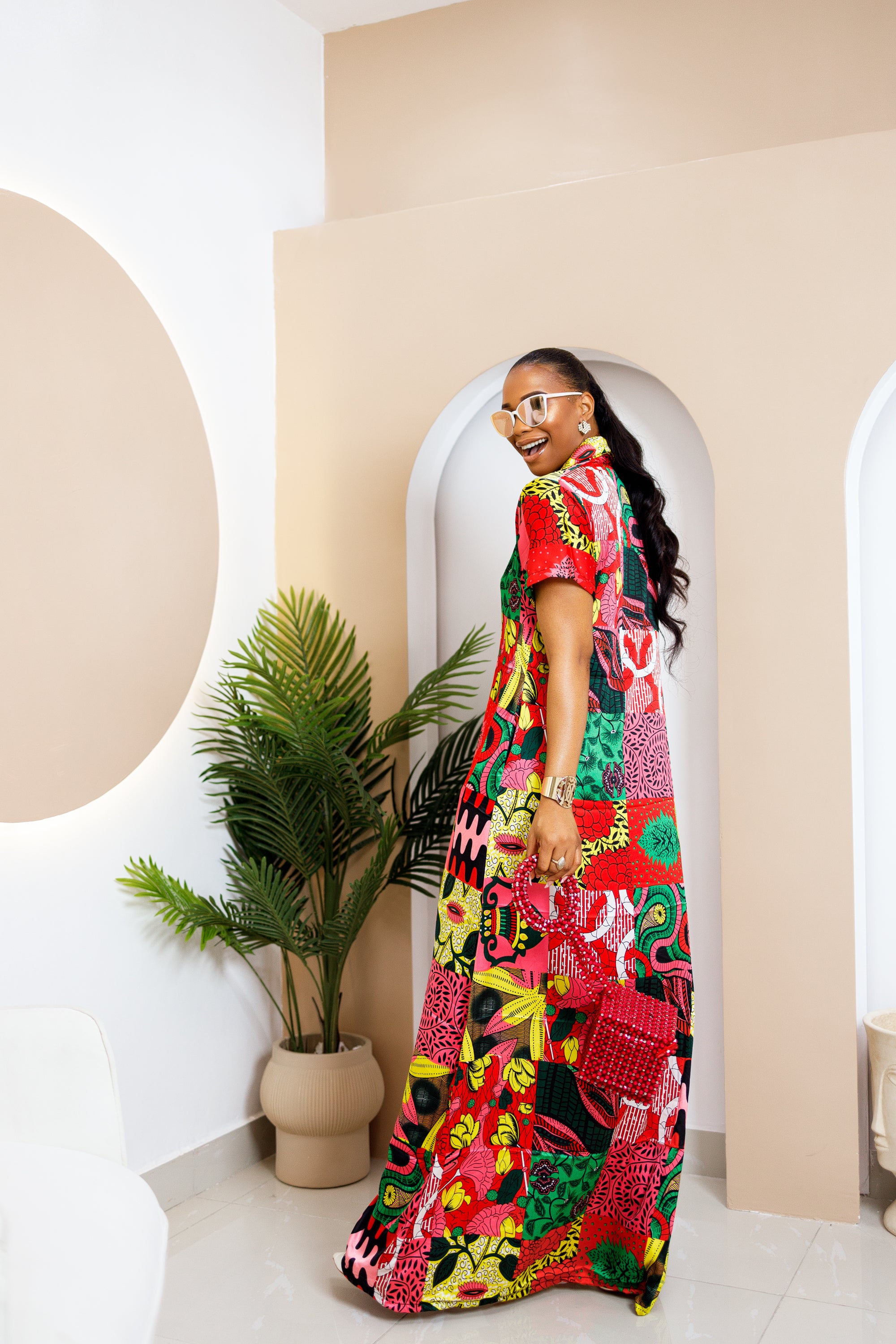 Adaoma Silk Ankara Kaftan - 3 Day Shipping