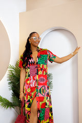 Adaoma Silk Ankara Kaftan - 3 Day Shipping