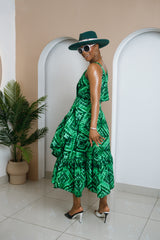 Akwa Wrap Ankara Dress with Flared Sleeve