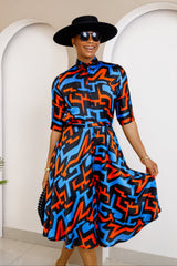 Akwu Bold Print Shirt Dress