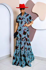 Adegboloja Kaftan Maxi Dress – Handmade African Ankara Elegance