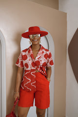 Chinwe Adire Shirt & Aso Oke Shorts Set