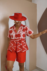 Chinwe Adire Shirt & Aso Oke Shorts Set