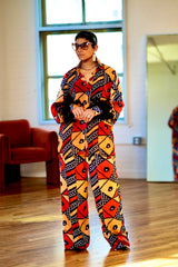Anya Ankara Silk Top and Bottom Set with Feather Details