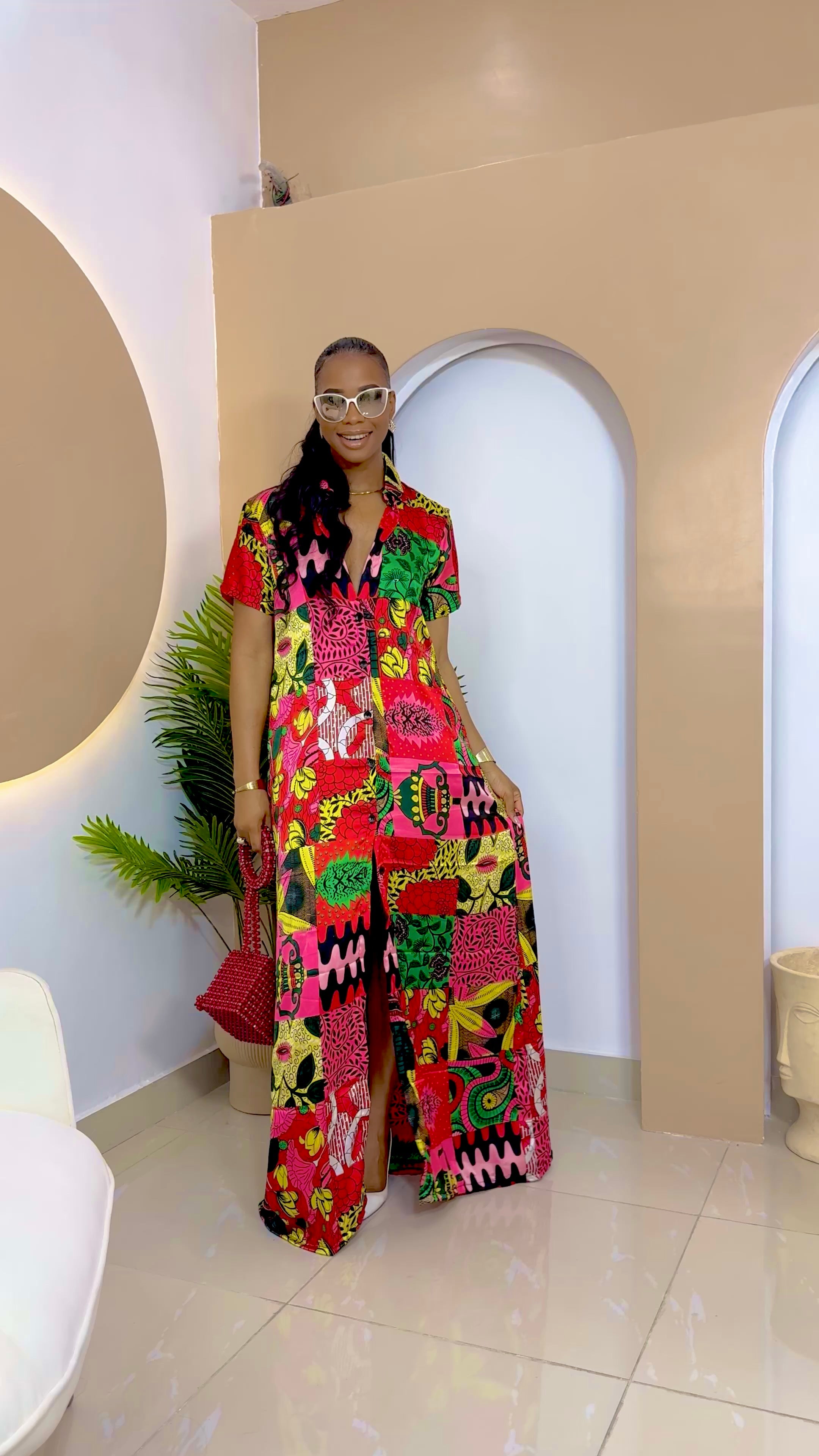 Adaoma Silk Ankara Kaftan - 3 Day Shipping