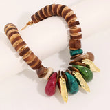 Boho Chic Handmade Wooden Bead Statement Necklace