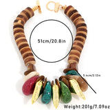 Boho Chic Handmade Wooden Bead Statement Necklace
