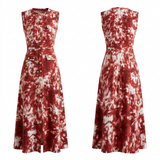 Ibiliashi Adire Print Maxi Dress: Red & White Tie-Dye Elegance