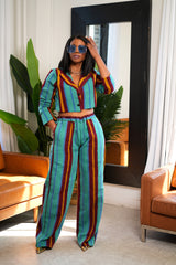 Conjunto de pantalones y blazer corto de tela Afoma Aso oke