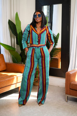 Conjunto de pantalones y blazer corto de tela Afoma Aso oke