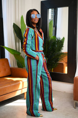 Conjunto de pantalones y blazer corto de tela Afoma Aso oke