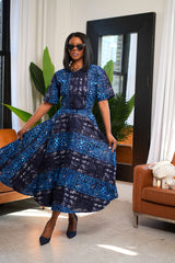 Conjunto elegante de falda y top corto de algodón Ankara Akara