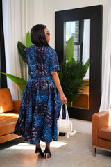Conjunto elegante de falda y top corto de algodón Ankara Akara