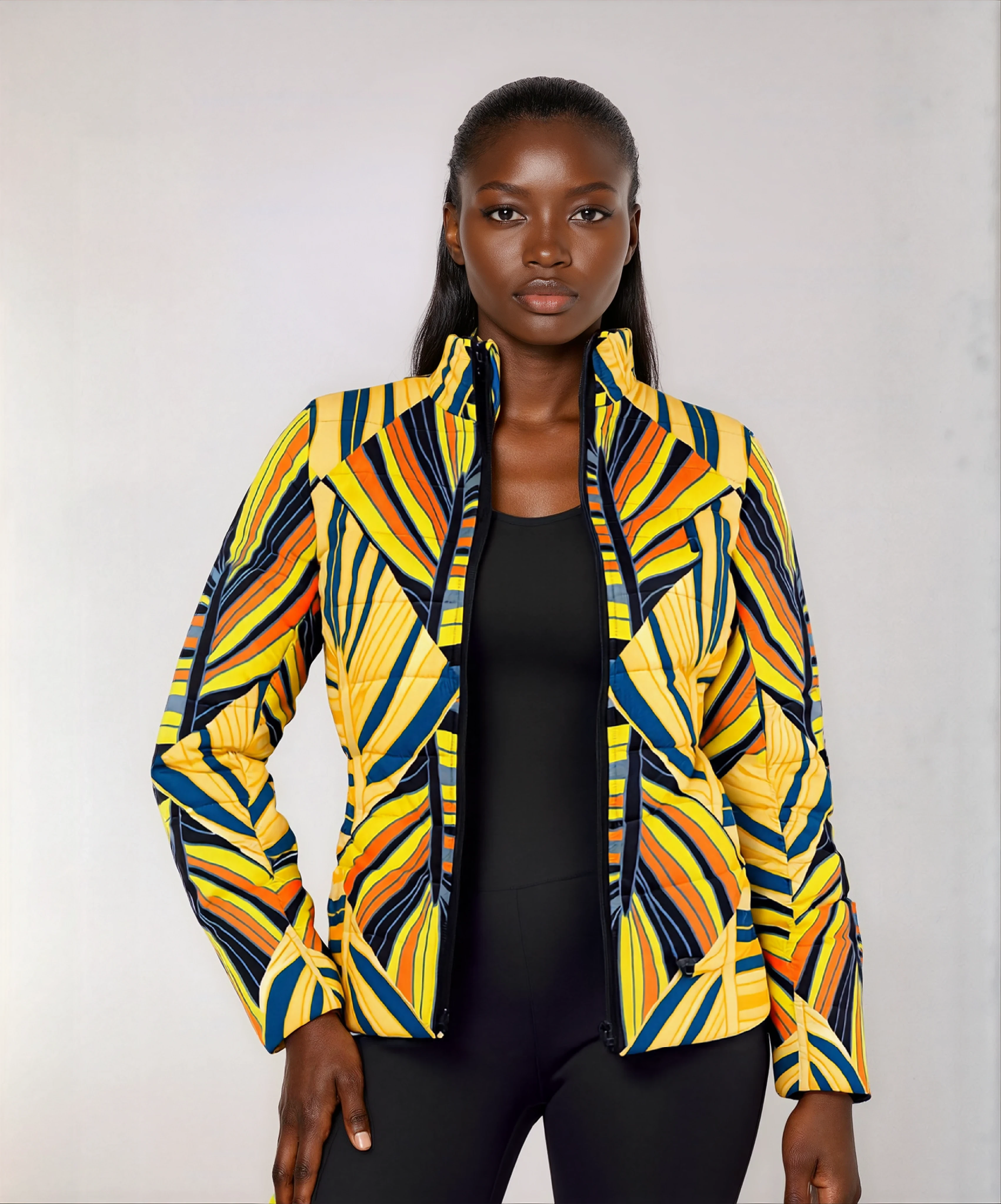 Eshe WOMEN'S African Inspired STAND COLLAR PADDED JACKET