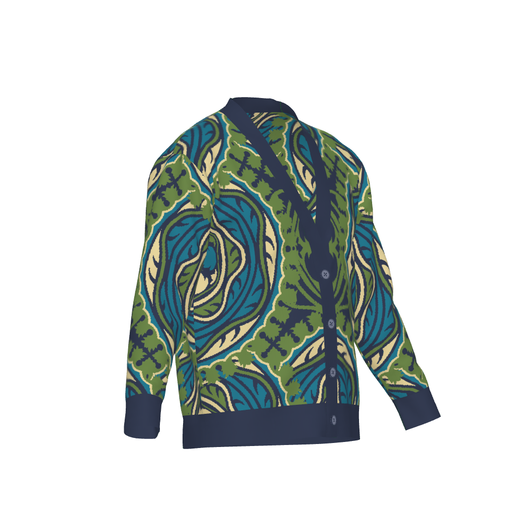 Jacquard Knit Cardigan – Cotton Blend, Unisex