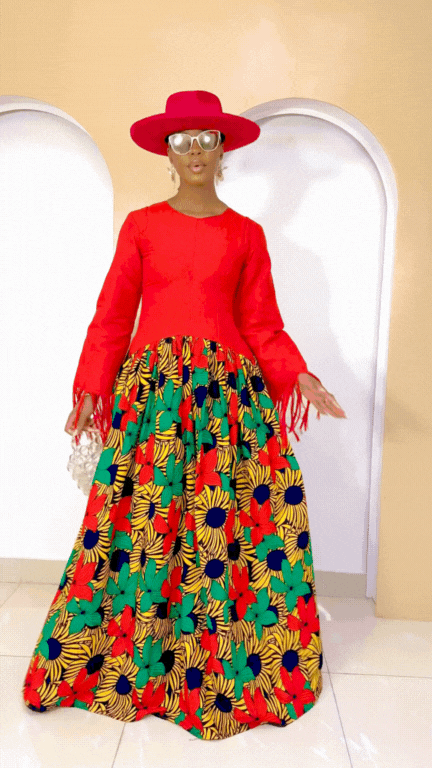 Ensemble cargo Aso Oke - Bleu + Violet