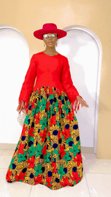 Ensemble cargo Aso Oke - Bleu + Violet