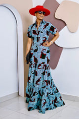 Adegboloja Kaftan Maxi Dress – Handmade African Ankara Elegance