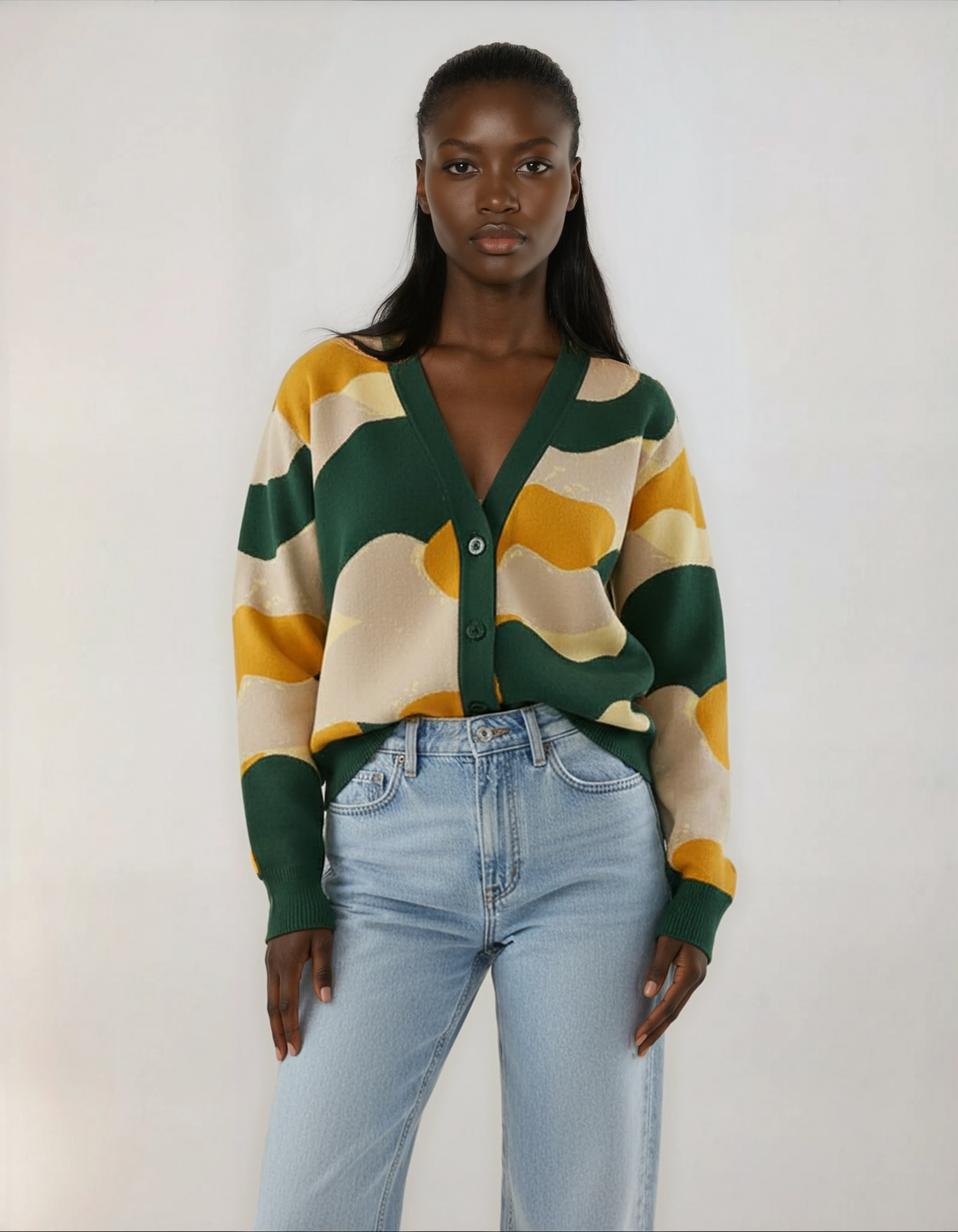 Akama Women’s African-Inspired Printed Cardigan – Lightweight, Stretch & Stylish