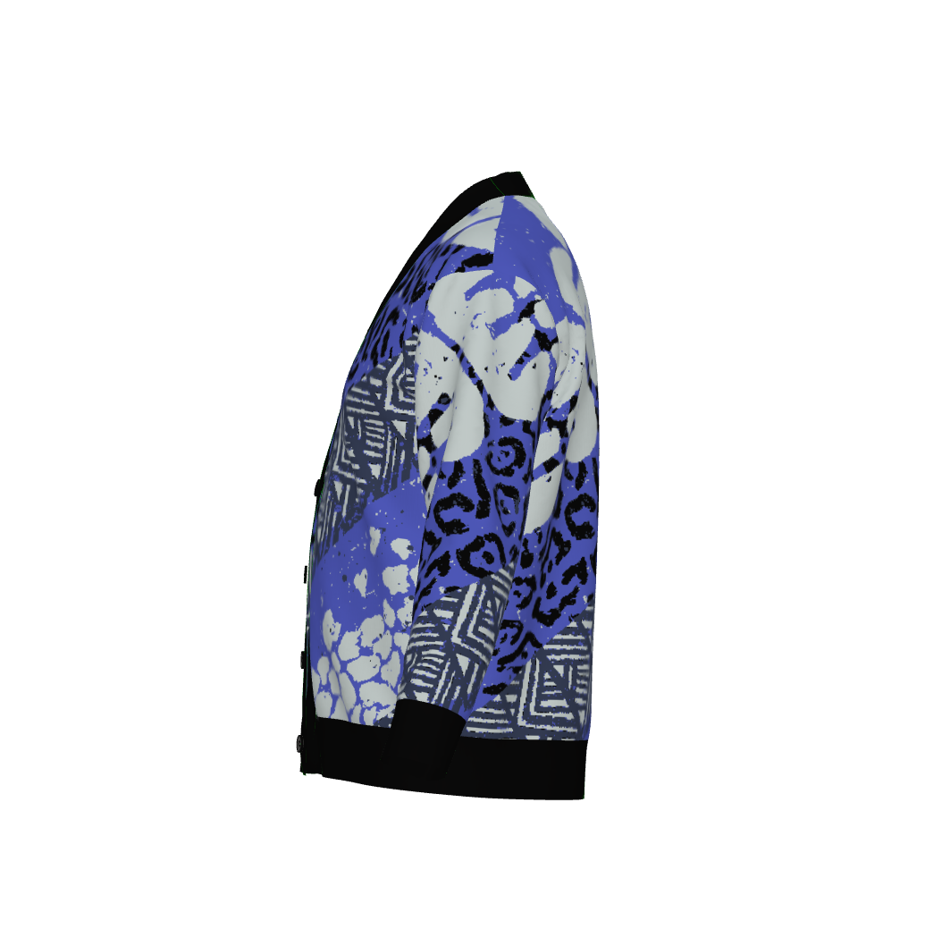 Luxury 'Purple Elephant' Jacquard Knit Cardigan