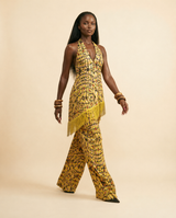 Bohemian Fringe Wide-Leg Pants & Top Set | Luxe Resort Wear