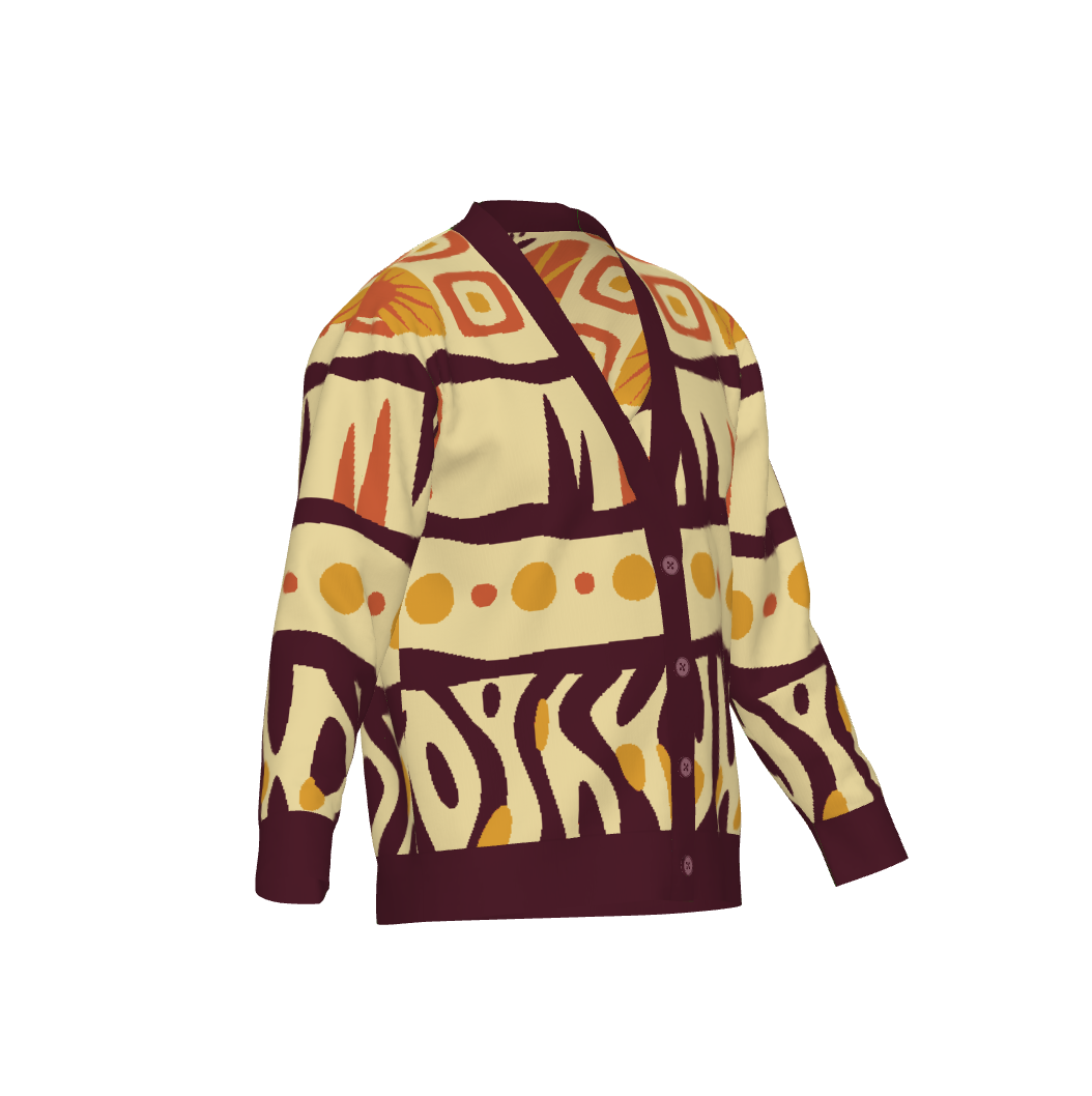 Printed Jacquard Knit Cotton Cardigan