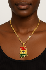 Ghana Rhinstone Flag Necklace