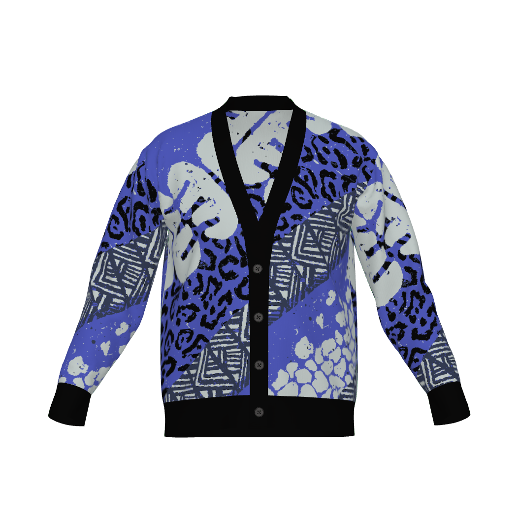 Luxury 'Purple Elephant' Jacquard Knit Cardigan