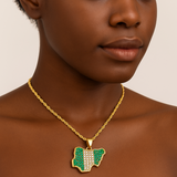 Nigeria Rhinstone Flag Necklace