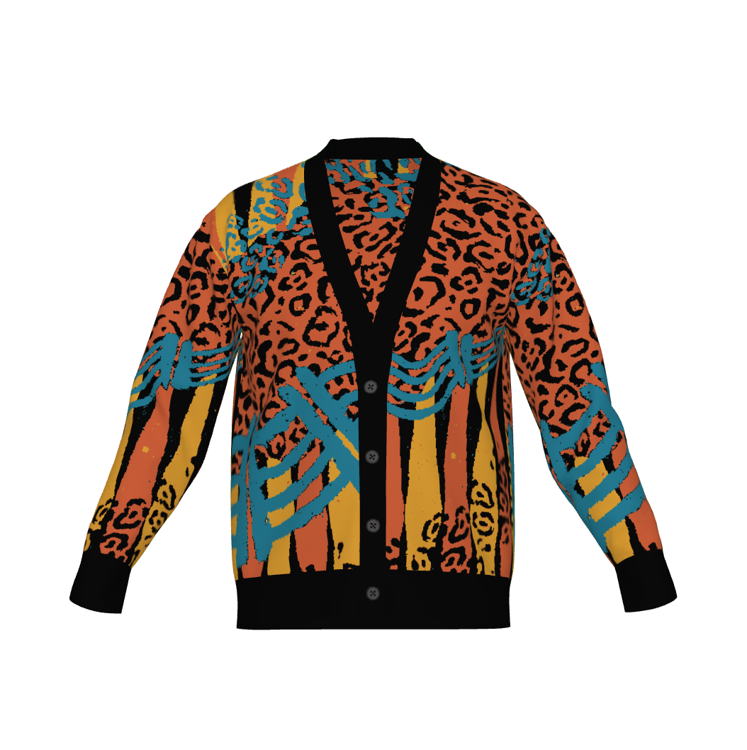 Tiger Print Jacquard Knit Cardigan - Luxe Cotton Blend