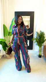 Achalugo Aso Oke Cargo Set - Blue + Purple