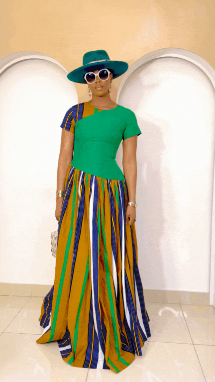 Ensemble cargo Aso Oke - Bleu + Violet