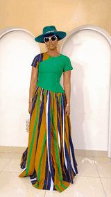 Ensemble cargo Aso Oke - Bleu + Violet