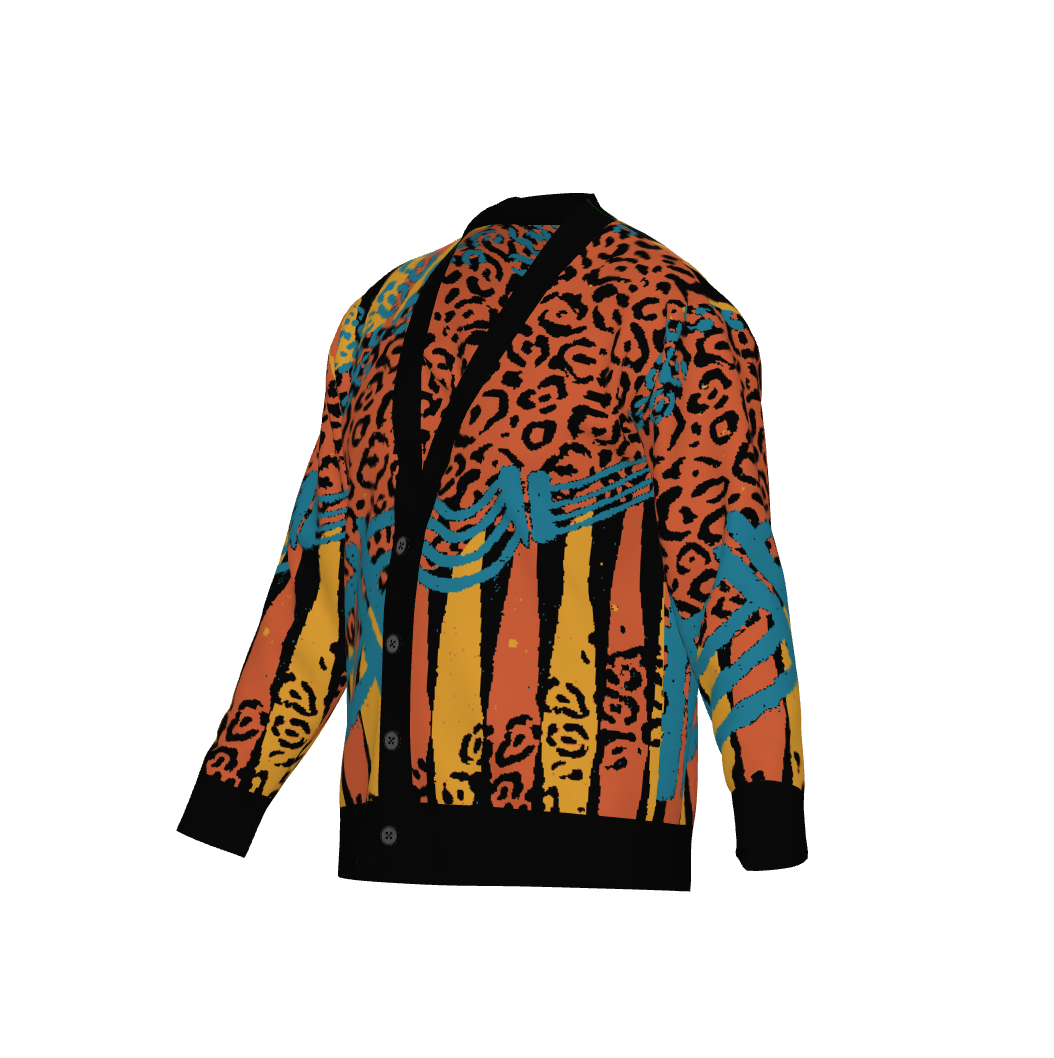 Tiger Print Jacquard Knit Cardigan - Luxe Cotton Blend