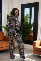 Igbafia Ankara Silk Two-Piece Set with Feathered Sleeves