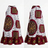 Nnem Bloom Ankara Cotton Midi Dress - White & Red Print