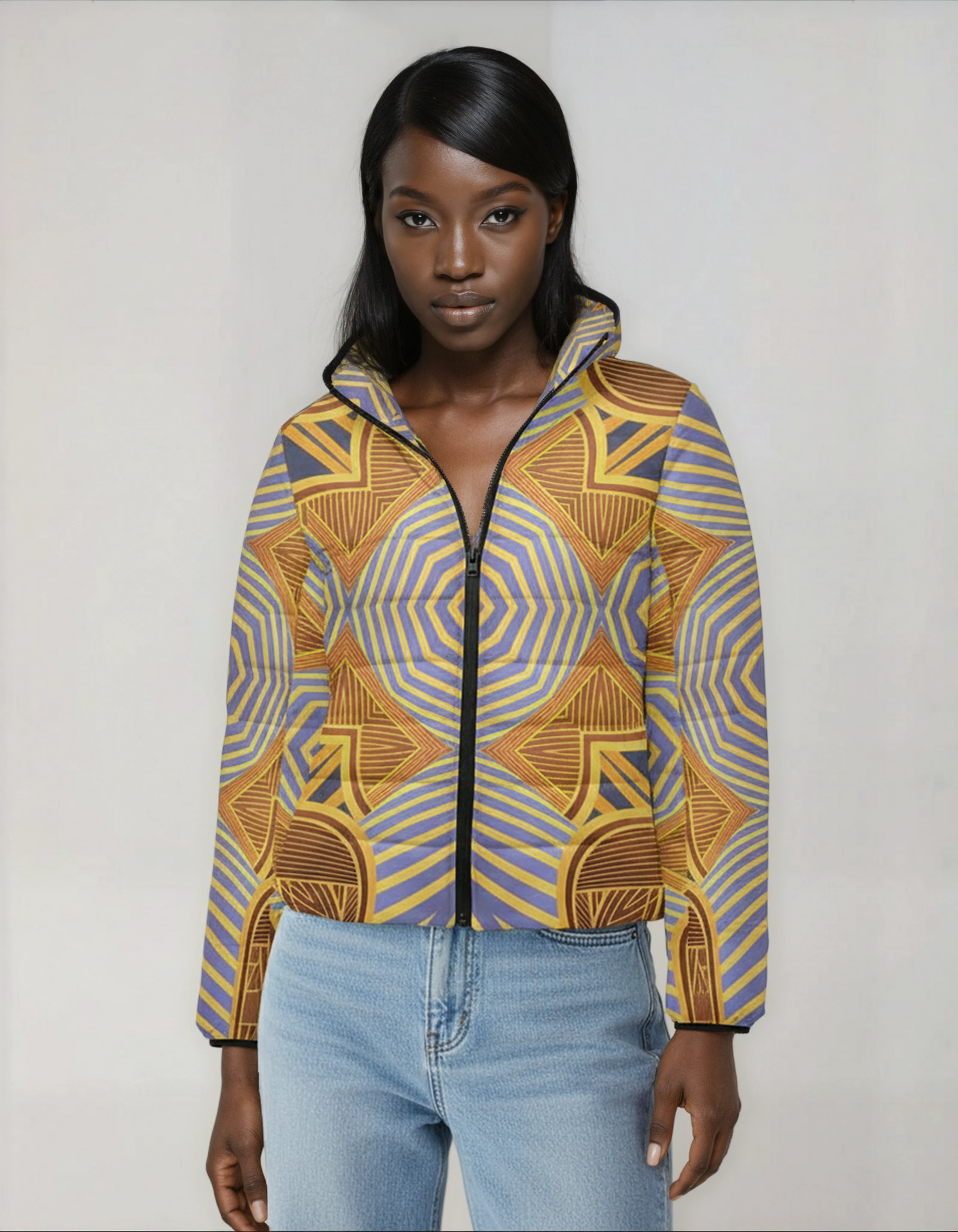 Chera WOMEN'S African Inspired STAND COLLAR PADDED JACKET