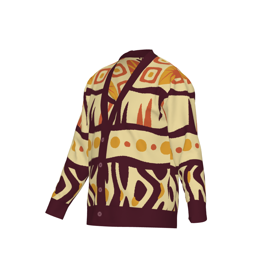 Printed Jacquard Knit Cotton Cardigan
