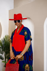 Vestido Akonuche Isi Agu Bubu con adorno Aso Oke