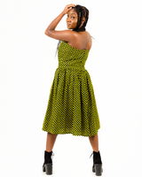 Amara Ankara Print Strapless Midi Dress - Elegant African Fashion