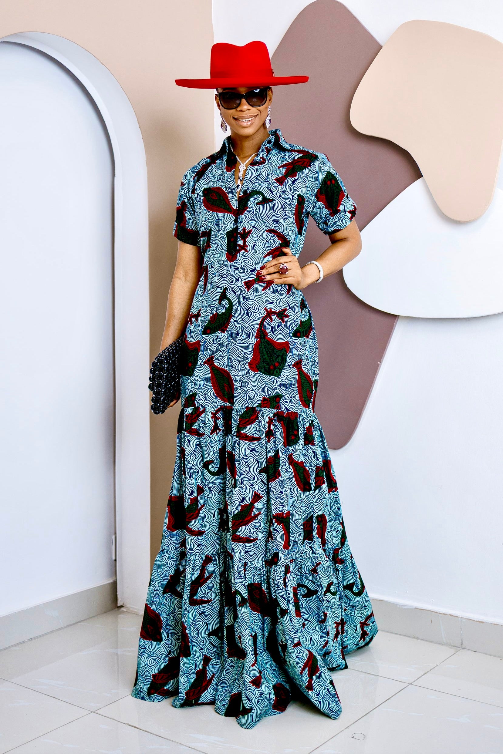 Adegboloja Kaftan Maxi Dress – Handmade African Ankara Elegance