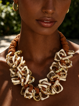 Sanaa Statement Necklace – Rust, Ivory & Gold