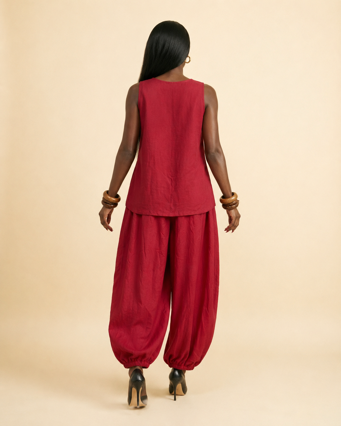 Nduku Linen Cowl Top & Harem Pant Set | Effortless Luxury