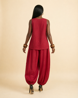 Nduku Linen Cowl Top & Harem Pant Set | Effortless Luxury