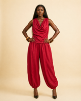 Nduku Linen Cowl Top & Harem Pant Set | Effortless Luxury