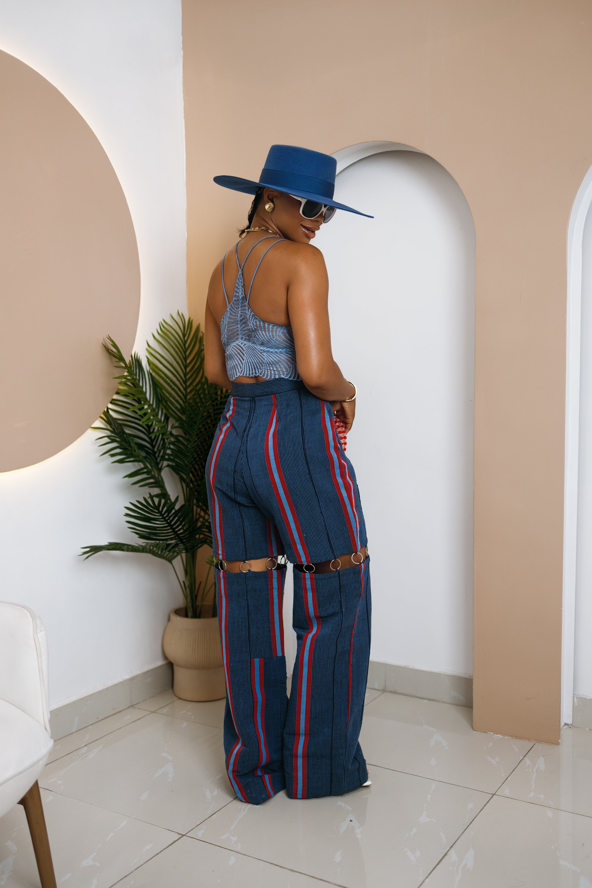 Jean cargo Aso Oke - Noir