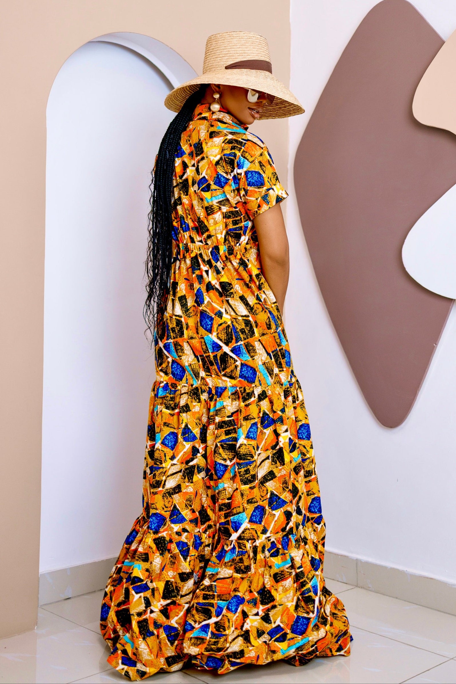Omenana Kaftan Maxi Dress – Handmade African Ankara Elegance