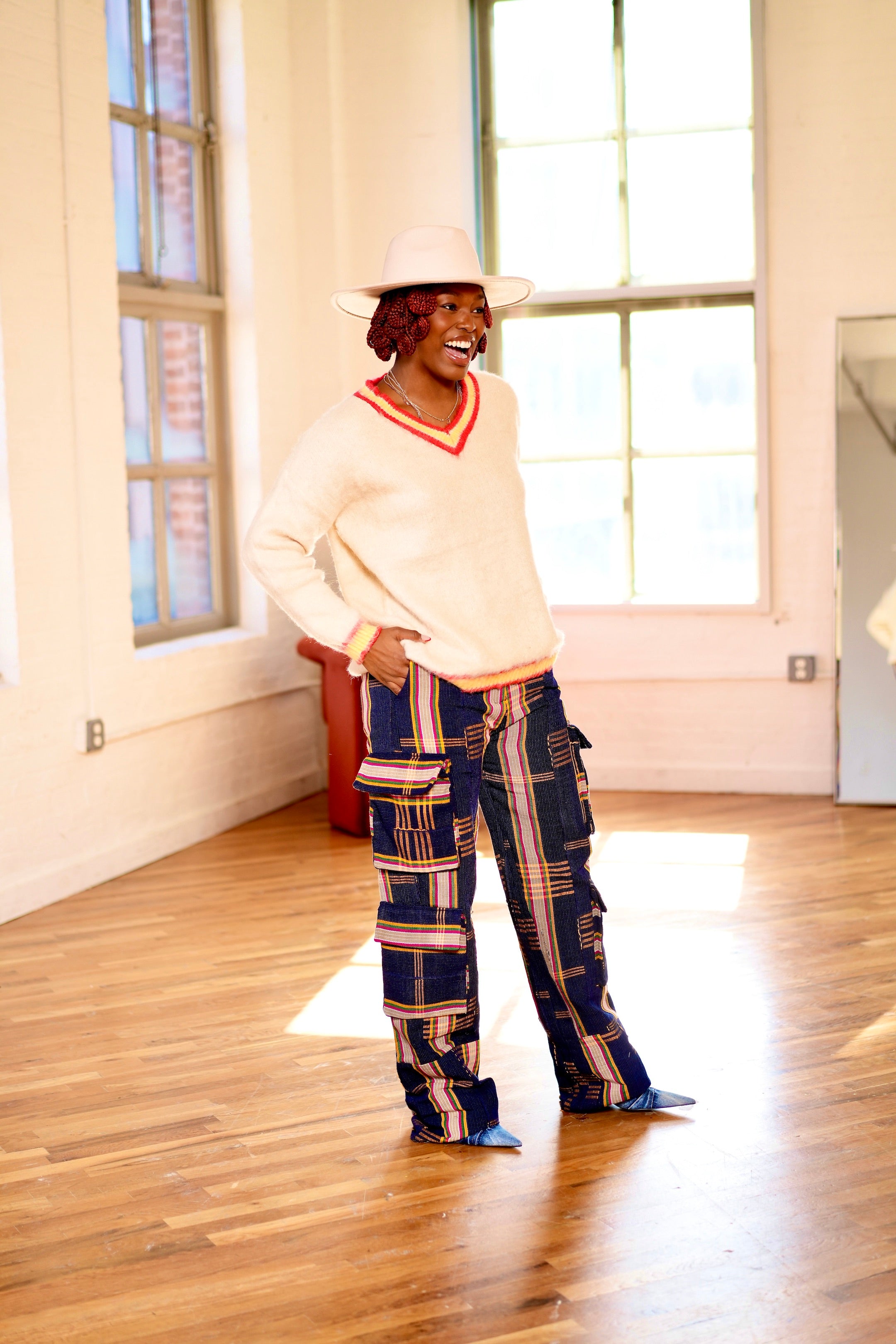 Okara Aso Oke pantalones vaqueros cargo