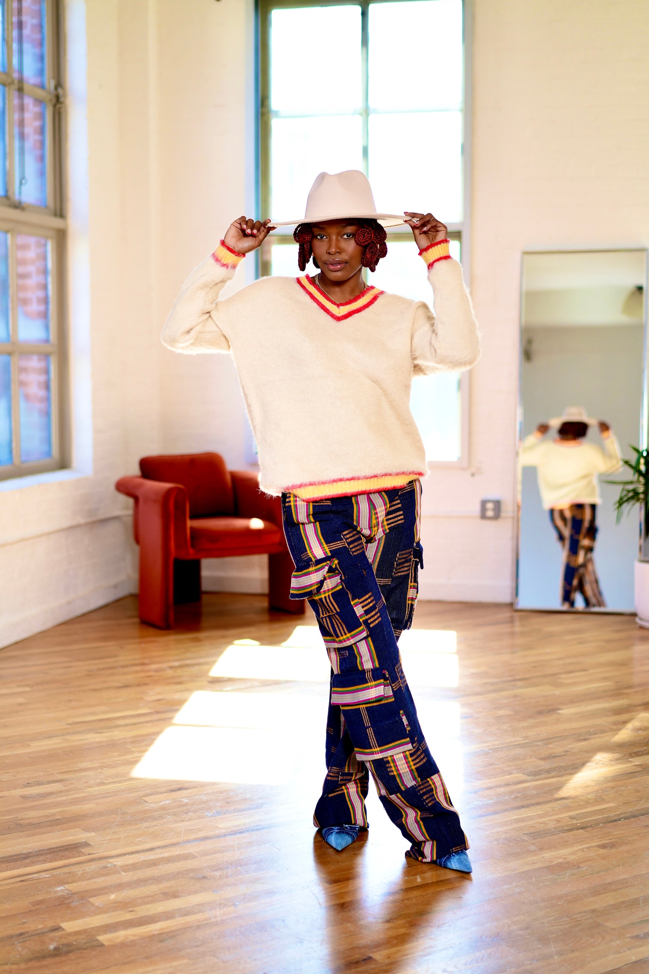 Okara Aso Oke pantalones vaqueros cargo